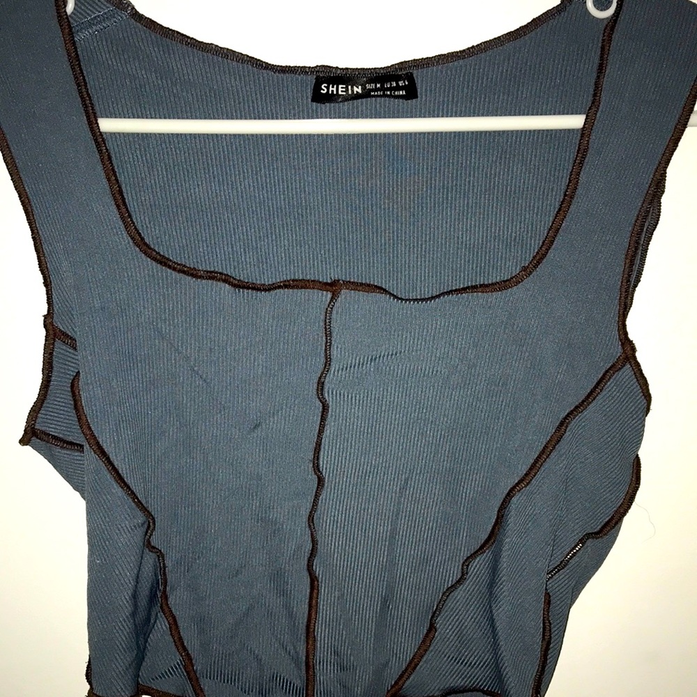 Blue and brown corset top